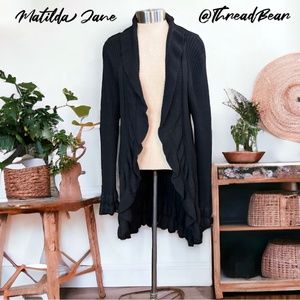 Heavyweight [Matilda Jane] Open Front Black Ruffly Cardigan Jax Sweater | Medium